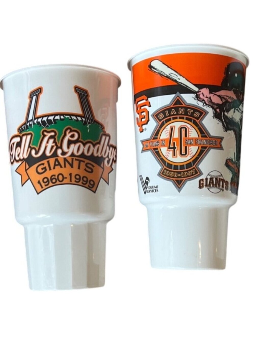 Baseball SF Giants 40 years Going Away 4 plastic souvenir cups 1997 Vintage